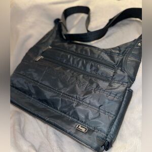 LUG GRAY CROSSBODY/MESSENGER BAG W BOTTLE HOLDER KEY FOB LOTS OF POCKETS